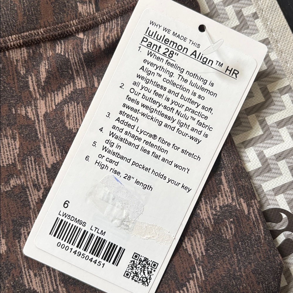 LULULEMON ALIGN HR PANT 28” in TRUE LEOPARD MAX BROWN MULTI SZ 4,6,8 NWT - Picture 5 of 13